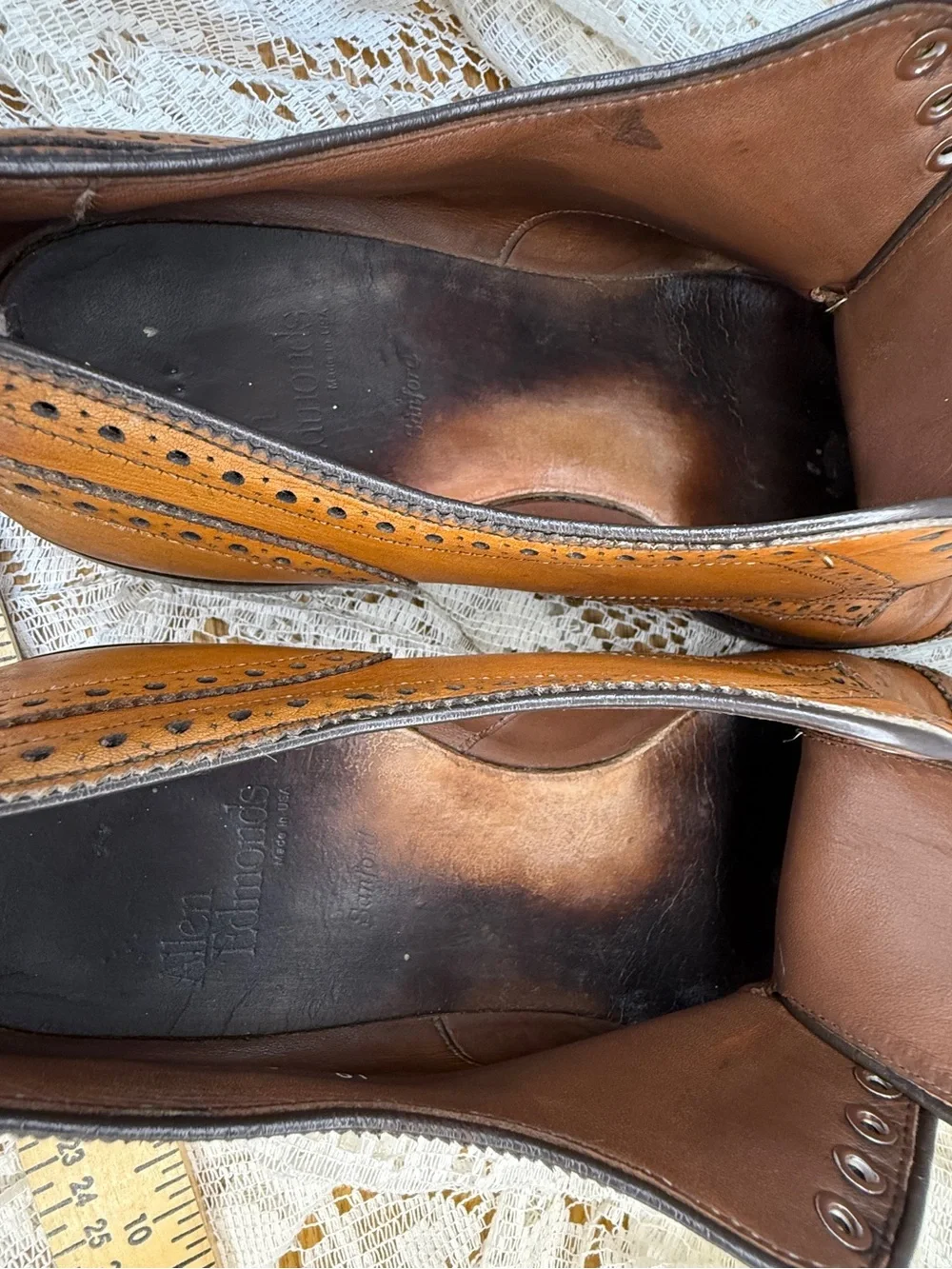 Allen Edmonds Cognac Brown Brogue Cap-Toe Oxfords